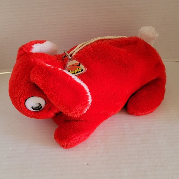 Vintage Red Storage Lego Duplo Red Rabbit Bunny Plush Animal + Train blocks 1984 - Picture 2 of 8